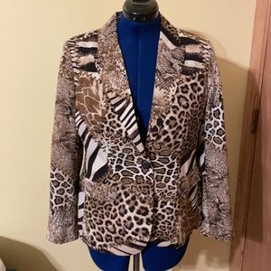 Chico’s animal print “in the wild “ 100% polyester jacket (OLCC-AF)